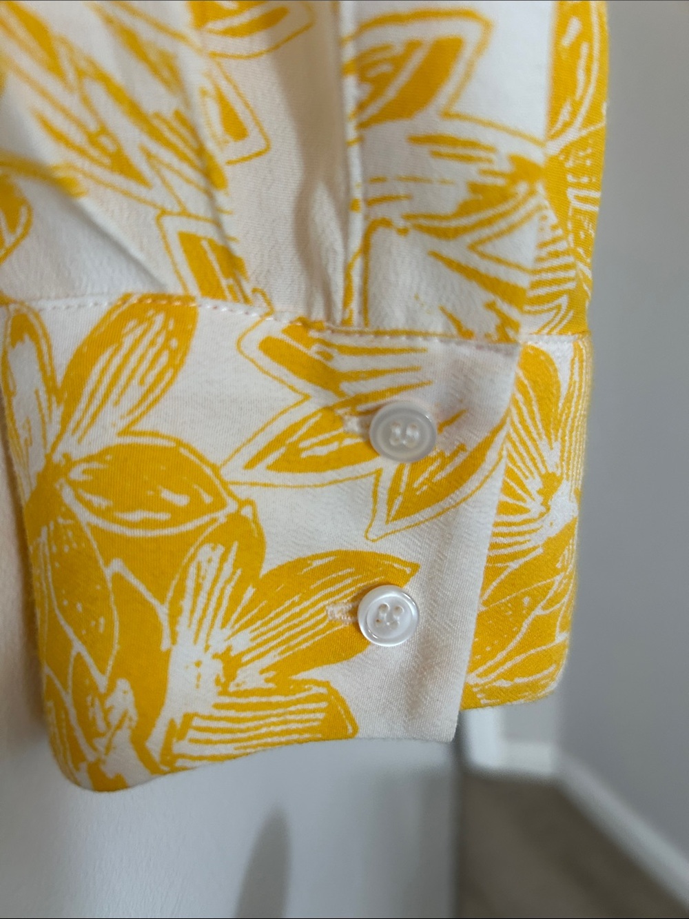 J. Crew Yellow Floral V-Neck Long Sleeve Blouse - Picture 5 of 9